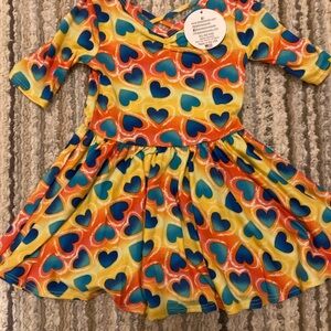 Colorful Heart Pattern Kids Dress
